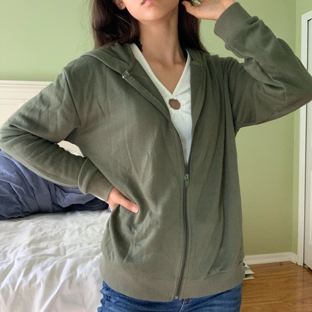 Olive Green Rue21 Zip- Up - Picture 3 of 4